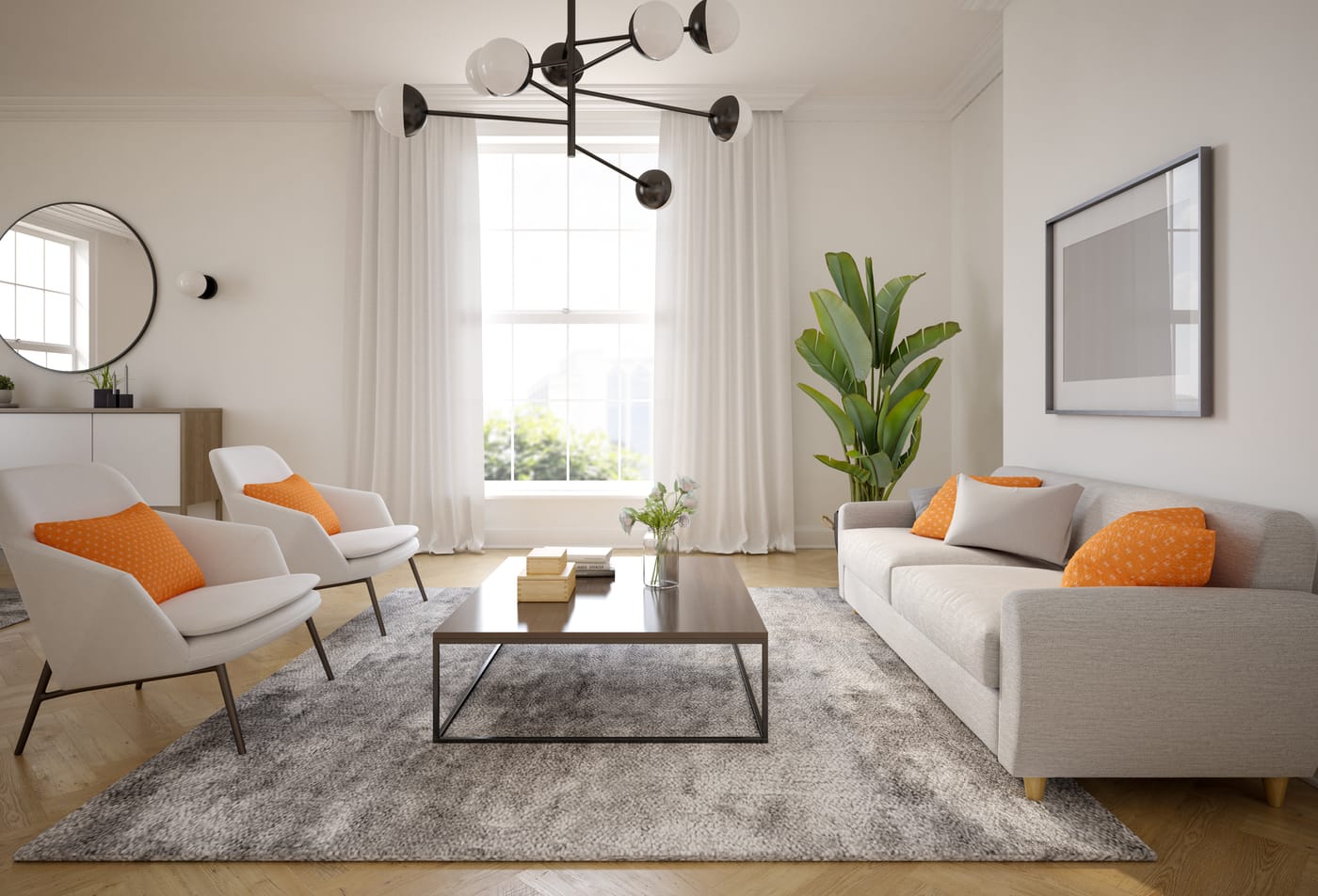 A bright, well-staged Central Florida living room ready to sell.